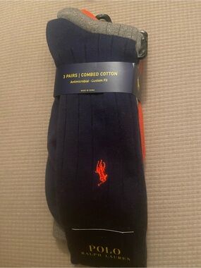Polo by Ralph Lauren Crew Socks with Red Logo - 3 Pack